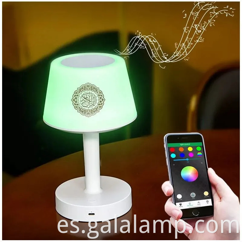Elegante altavoz Bluetooth con recitación del Corán y luz de la noche blanda del Corán